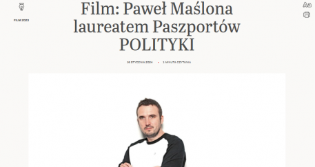 Paweł Maślona z Paszportem Polityki